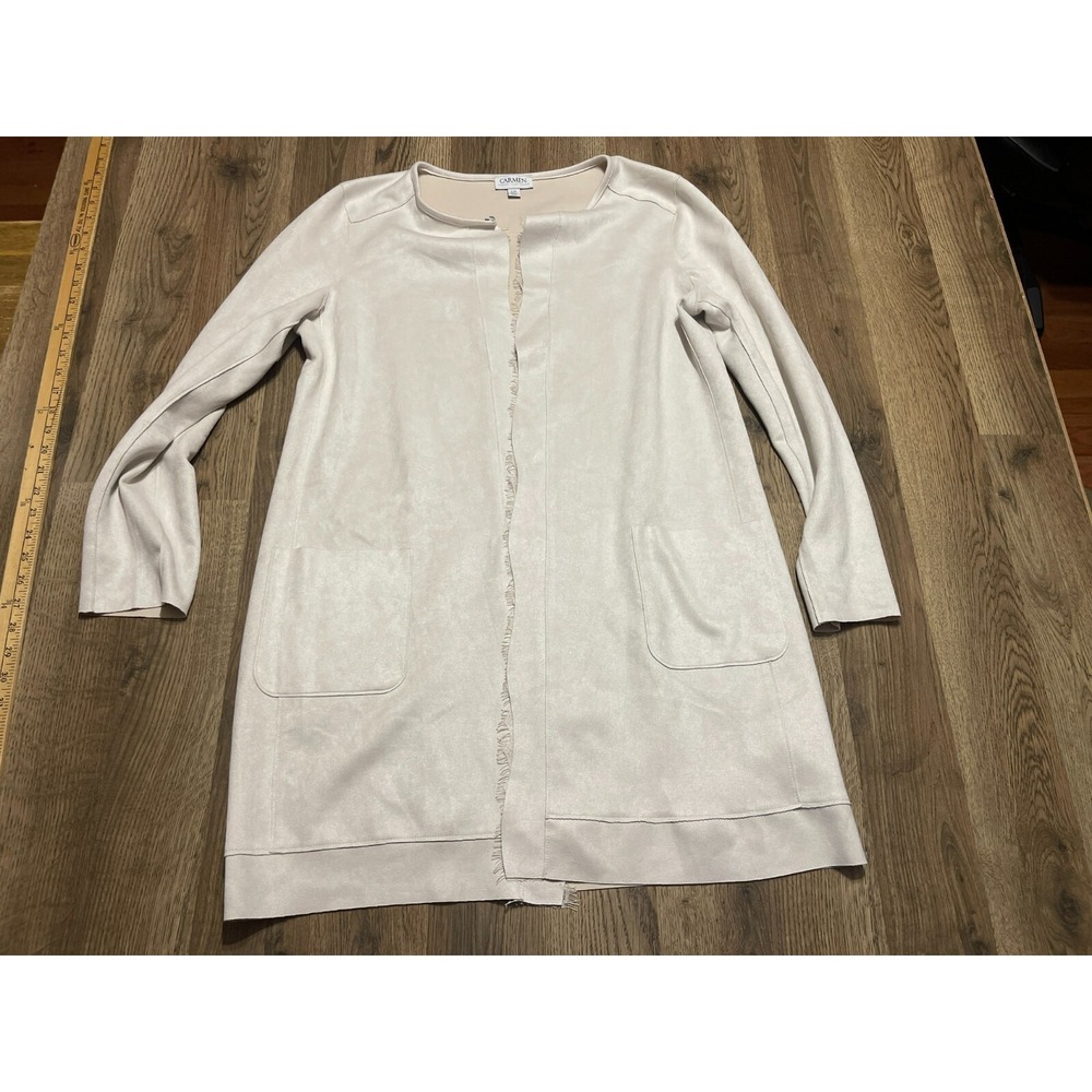 Carmen Sweater, Women's Size Large, Tan, Open Cardigan, Pockets
